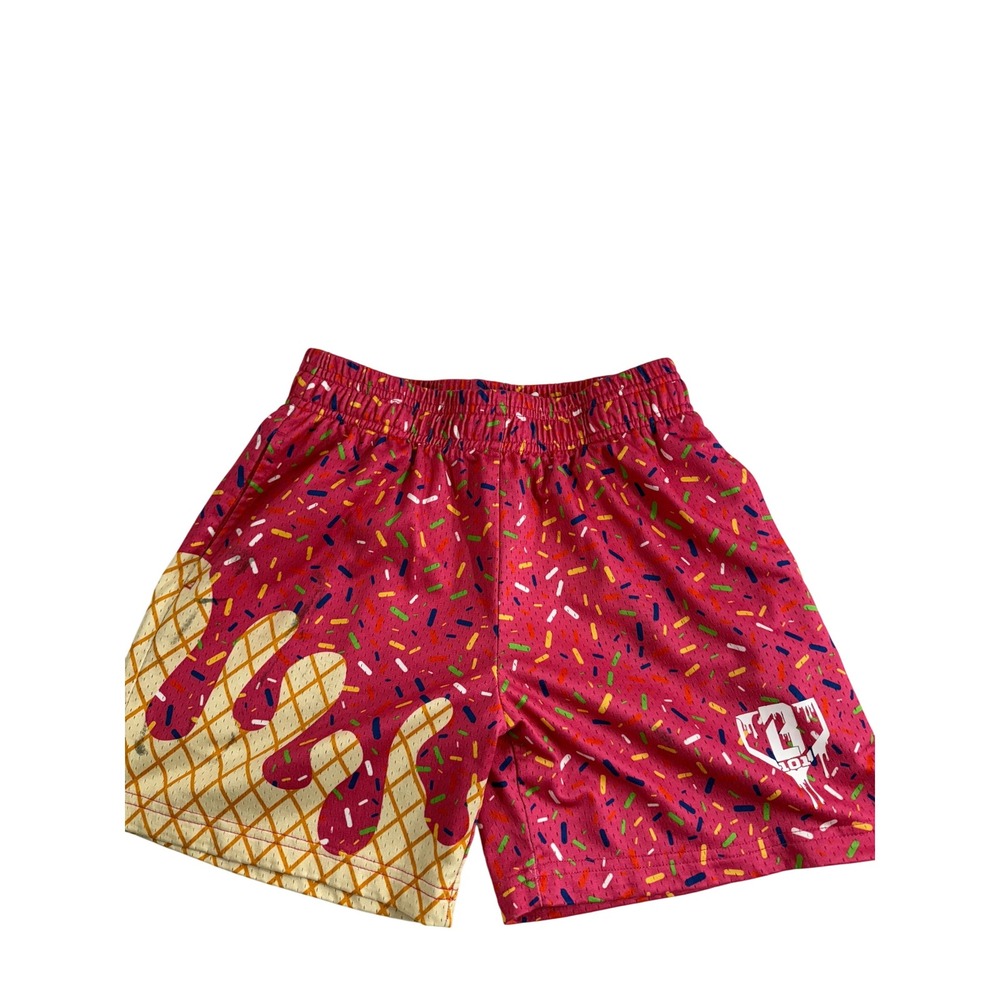 101 Apparel Youth Medium Ice Cream Drip Sprinkle Shorts Pink YM Athleisure